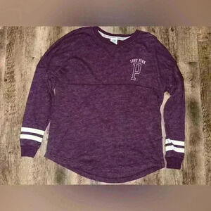 PINK Victoria’s Secret maroon and white long sleeve shirt